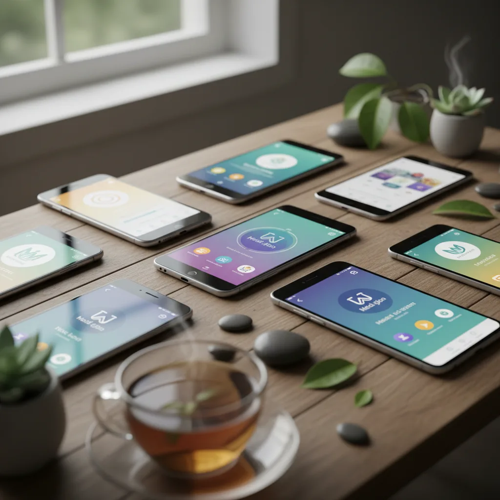 A person using a meditation app for stress relief