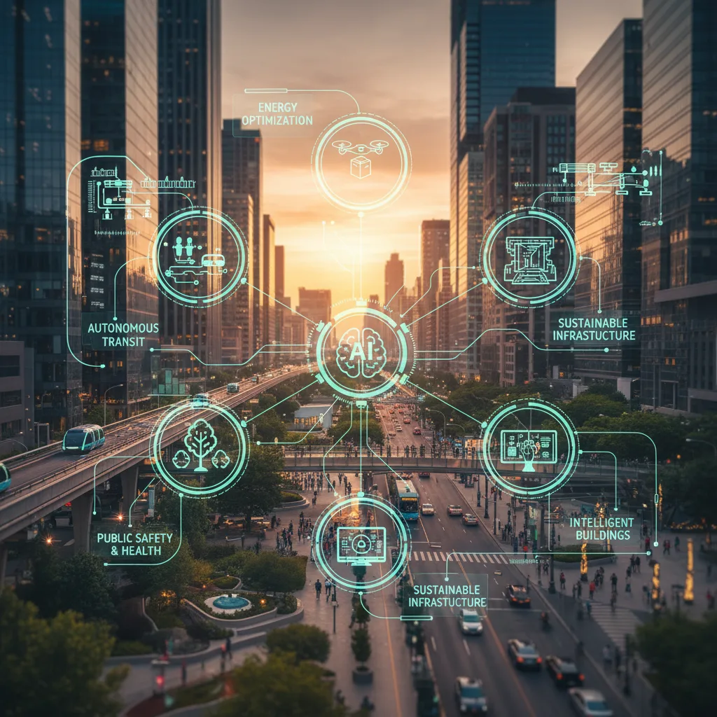 AI in Smart Cities technology managing urban traffic and infrastructure.