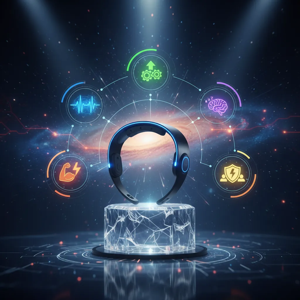 BrainBit Mindo EEG Headband positioned on a head, showcasing its comfortable dry electrodes and sleek design, with a smartphone displaying real-time brainwave data via its connected app.