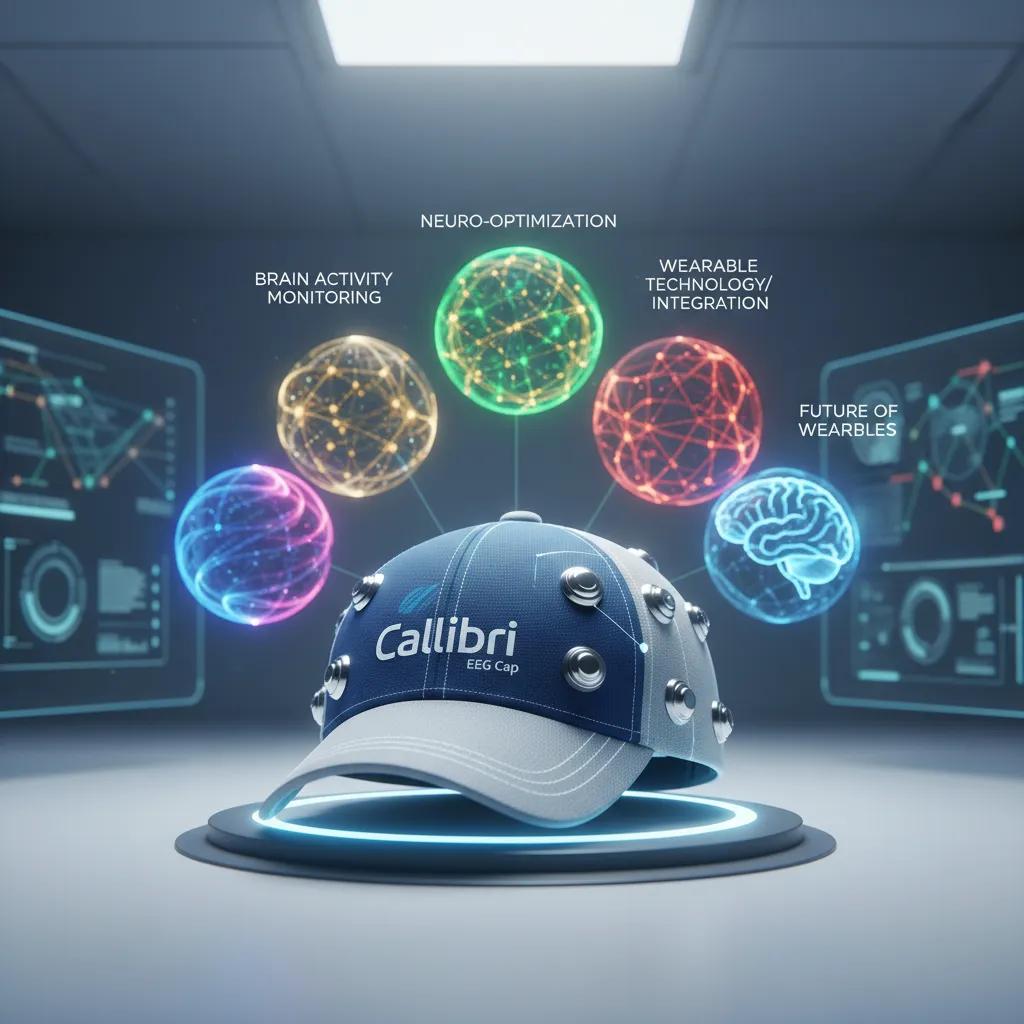 A person wearing a sleek Callibri Baseball Cap, subtly integrated with EEG sensors, demonstrating discreet neuro-monitoring for enhanced focus and brain optimization in a modern, casual setting.