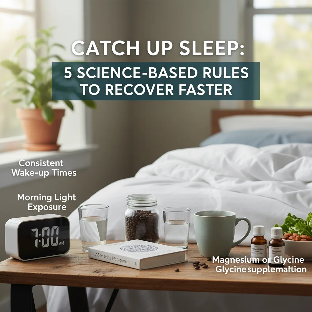 Catch Up Sleep: 5 Science-Based Rules to Recover Faster An illustration showing the process of catch up sleep and brain recovery.