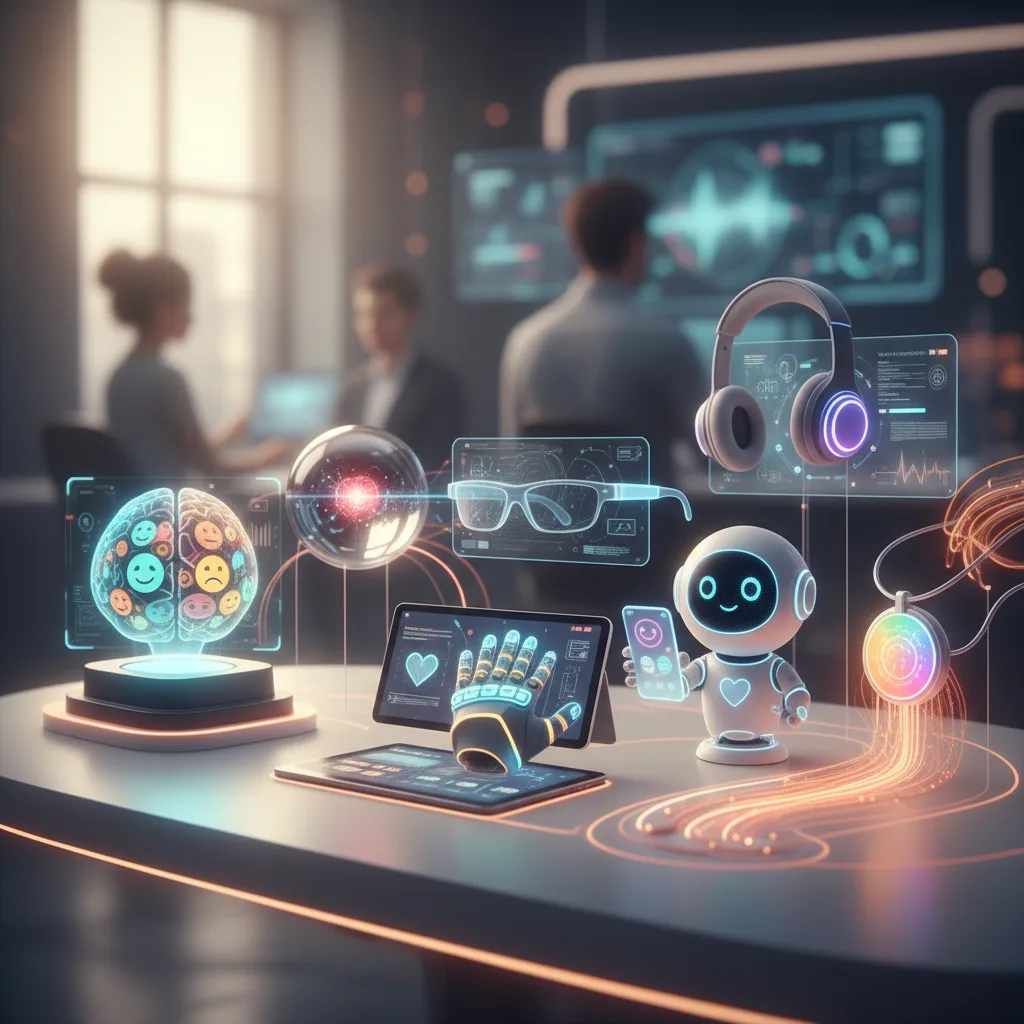 Emotion AI facial recognition software scanning a human face for sentiment analysis.