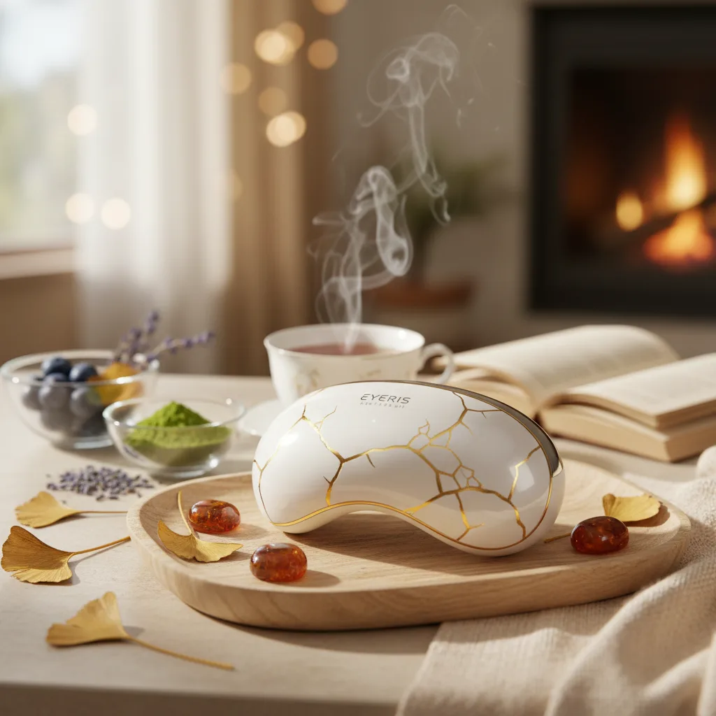 eyeris 1 eye massager - A close-up image of the elegant eyeris kintsugi eye massager, showcasing its unique design and advanced features for ocular wellness. 6