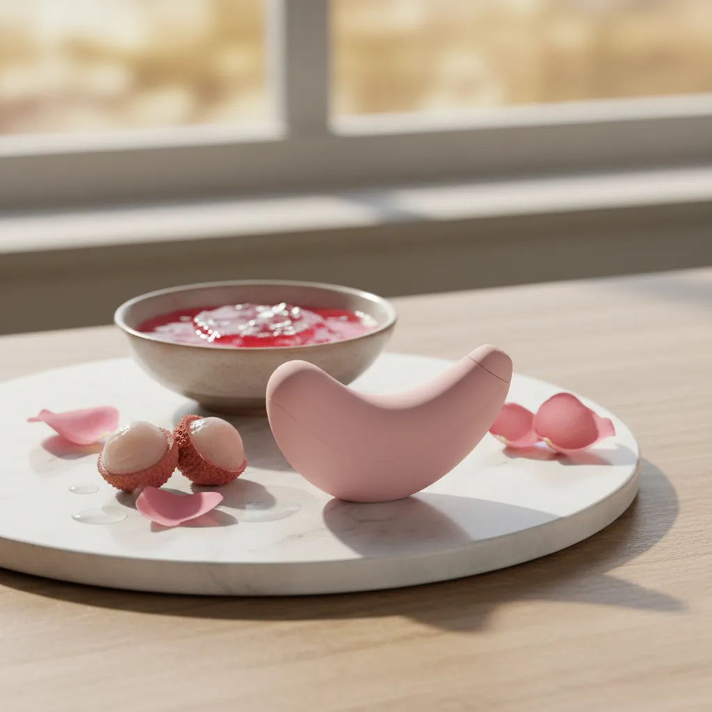 A close-up of the elegant foreo iris massager petal pink, showcasing its ergonomic design and medical-grade silicone for gentle eye care.