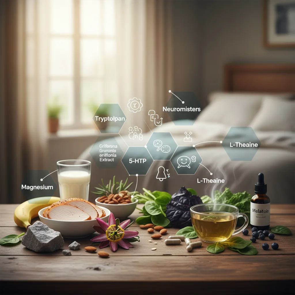 Neurotransmitters sending signals between neurons for sleep regulation.