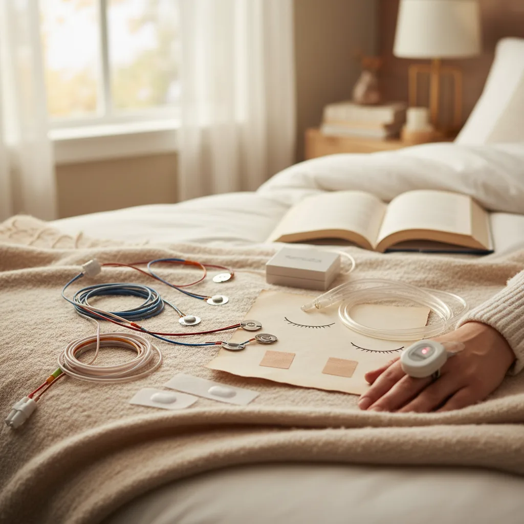 Polysomnography: The Gold Standard Sleep Study for Health Polysomnography sensors attached to a patient for a sleep study