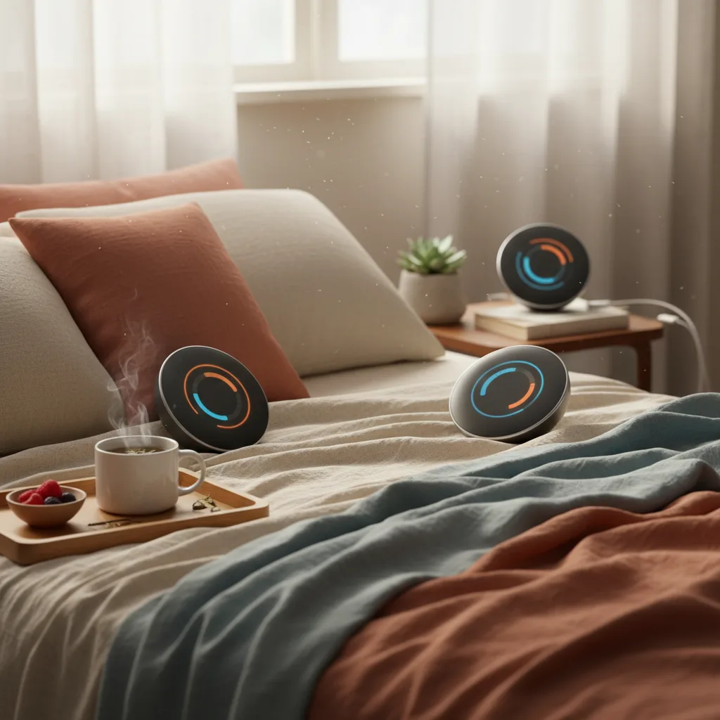 Portable monitors for sleep tracking on a bedside table