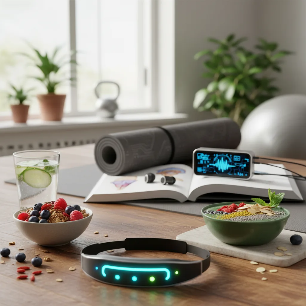 A high-performance auto-body illustration, representing human health optimized with neuro-technology and smart devices, as discussed in renpho blogs wellness fitness.