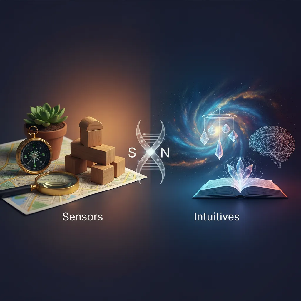 Pie chart illustrating the approximate distribution of Sensors (70%) and Intuitives (30%) in the general population, highlighting their prevalence difference in MBTI personality types.