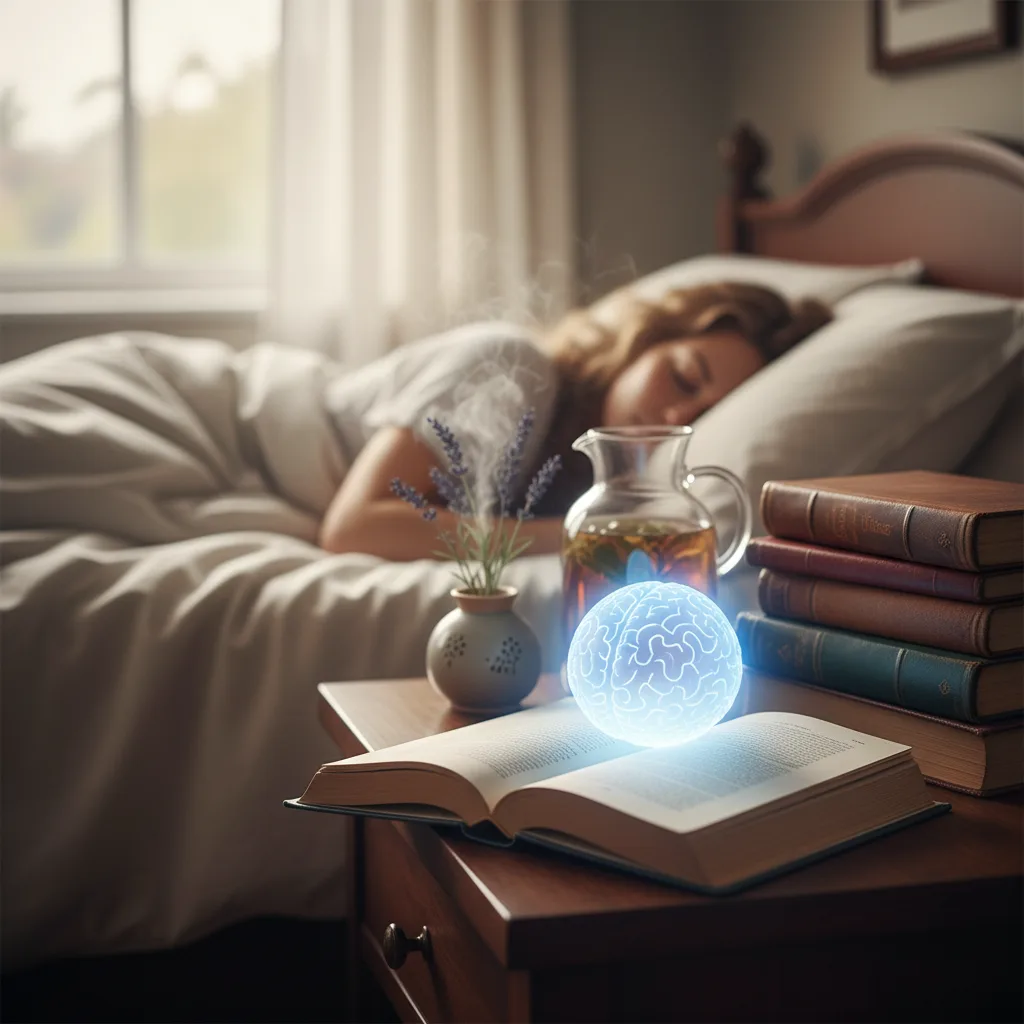 Sleep Learning: How to Enhance Memory and Brain Power Overnight Sleep learning concept showing a human brain processing data during deep rest.