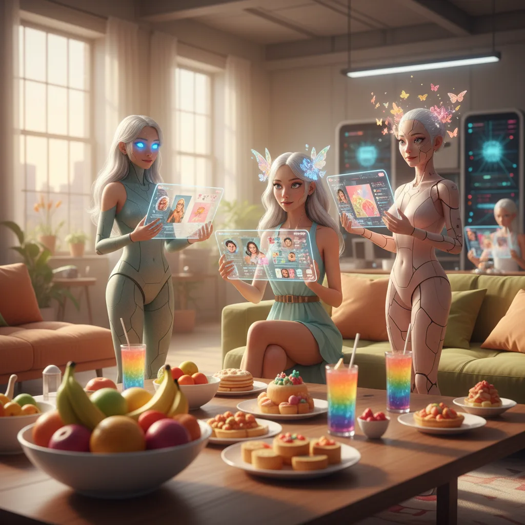 Synthetic influencers concept showing a hyper-realistic digital avatar