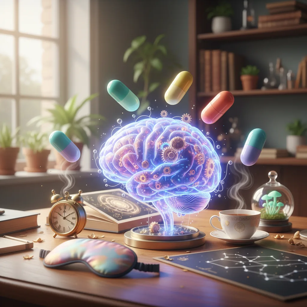 The science of dreams concept showing neural pathways active during REM sleep.