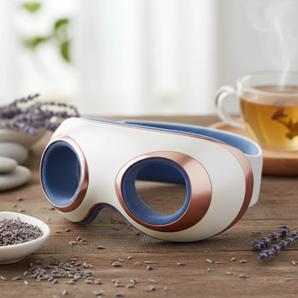 A high-tech walmart eye and forehead massager designed for neuro-optimization and full face relaxation.